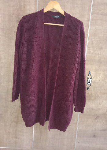 Bordo uzun  Kadın Hırka - Görsel 2