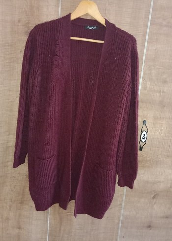 Bordo uzun  Kadın Hırka - Görsel 3