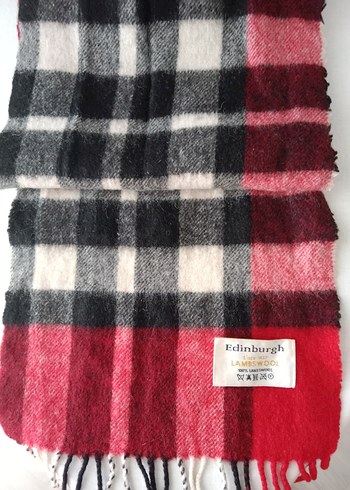 Burberry Kırmızı Ekose Erkek Atkı edinburg kaşmir yüzde yüz yün atkı