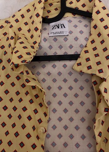 Zara Sarı Desenli Düğmeli Erkek Gömlek