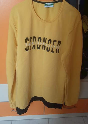 Sarı Uzun Kollu Erkek Sweatshirt - Görsel 3