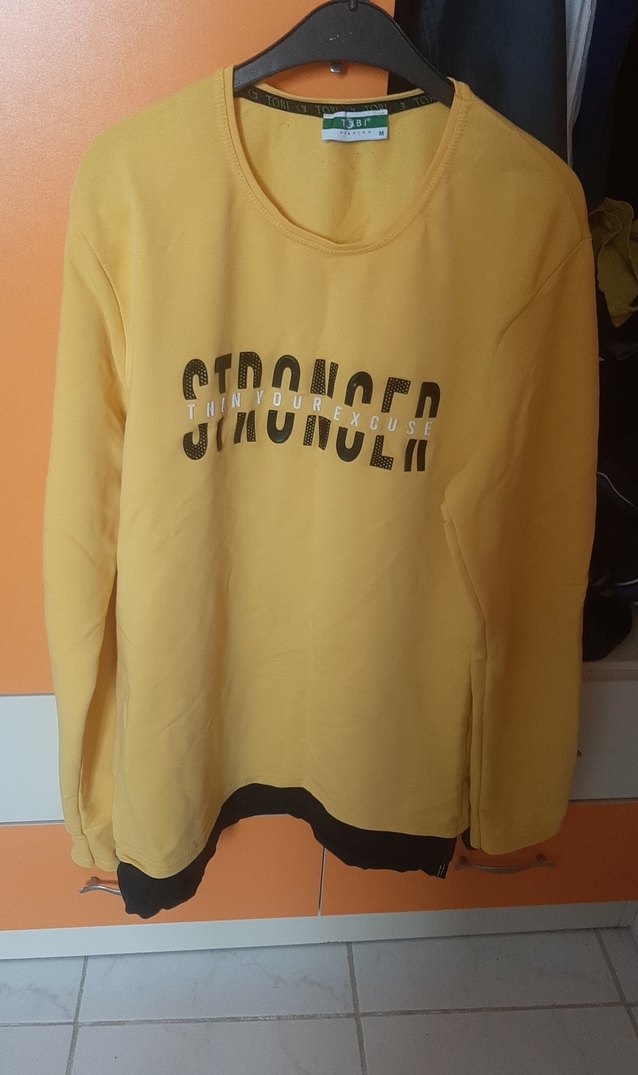 Sarı Uzun Kollu Erkek Sweatshirt - Görsel 3