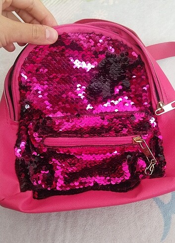  Beden Pullu pembe payetli kız çocuk çantası 