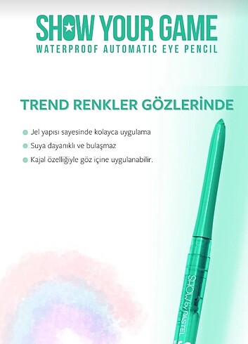  Beden Renk Show by Pastel Show Your Game Waterproof Gel Eye Pencil 