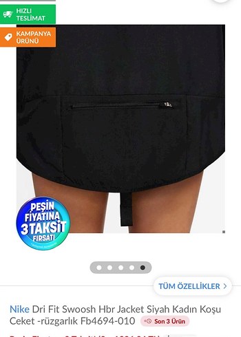 Nike Dri-Fit Siyah Kadın Koşu rüzgarlık - Görsel 3