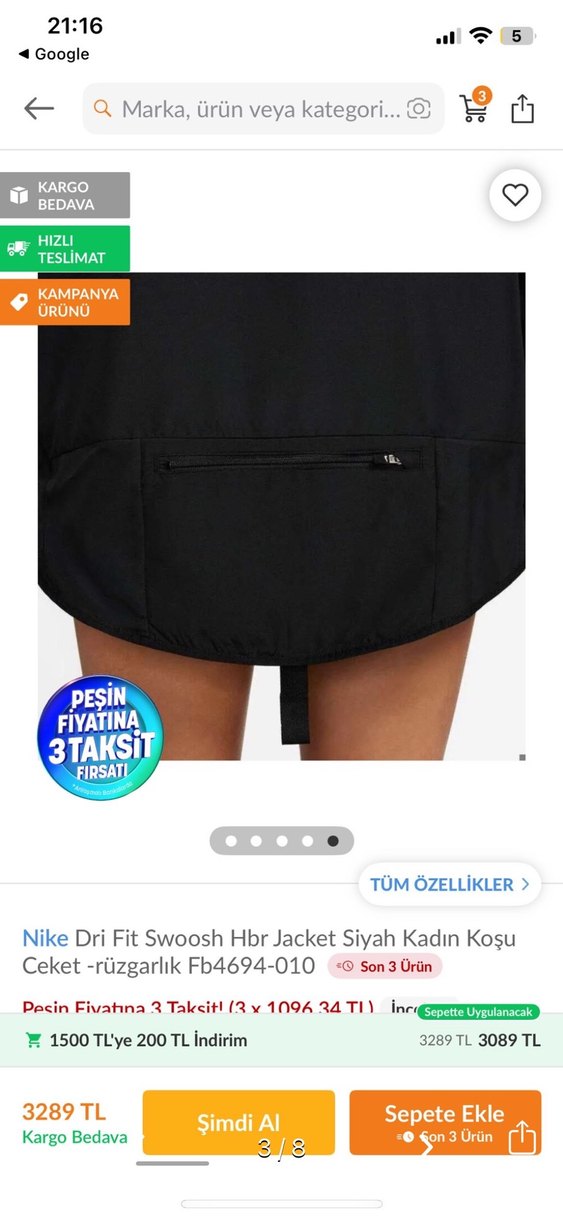 Nike Dri-Fit Siyah Kadın Koşu rüzgarlık - Görsel 3