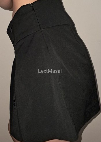 s Beden Düğmeli Siyah Midi Gotik Mini Etek