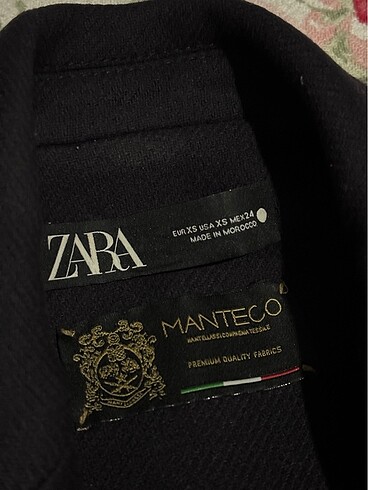 xs Beden lacivert Renk Zara Premium Kaşe Kaban.