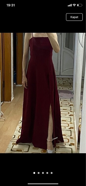 Bordo Yırtmaçlı Elbise Trendyolmilla