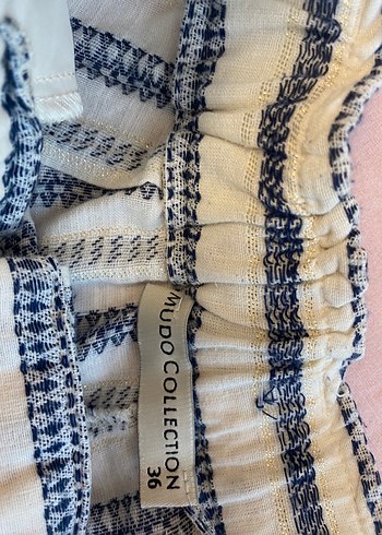 Bej Çizgili Pilili keten yazlık Şort - Görsel 2