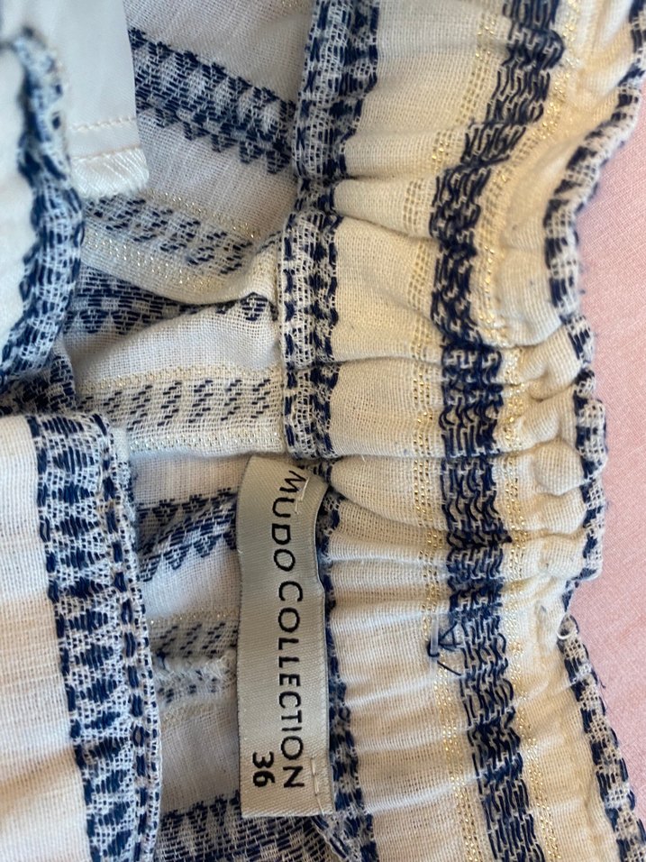 Bej Çizgili Pilili keten yazlık Şort - Görsel 2