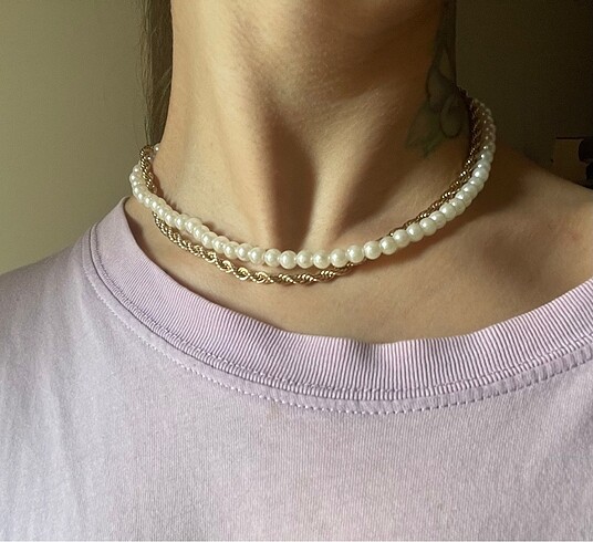 Choker Krem İnci Kolye