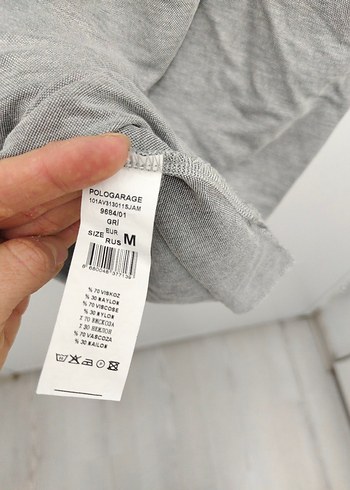 Gri Kısa Kollu Keten Tişört - Görsel 4