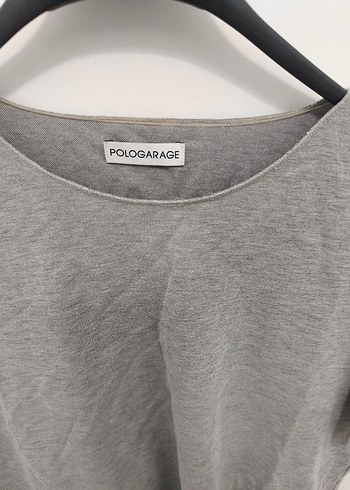 Gri Kısa Kollu Keten Tişört - Görsel 2