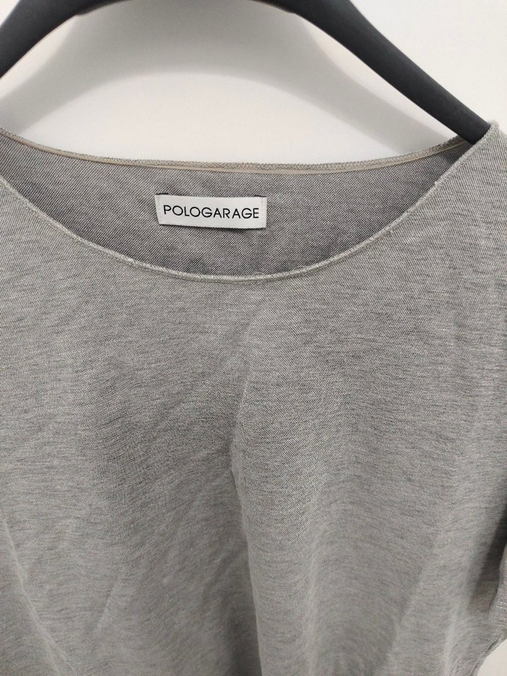 Gri Kısa Kollu Keten Tişört - Görsel 2