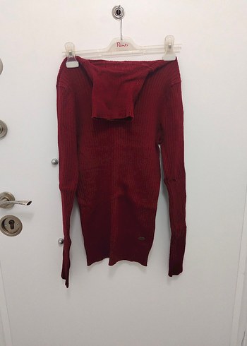 Bordo erkek Fitilli Triko Kazak - Görsel 3