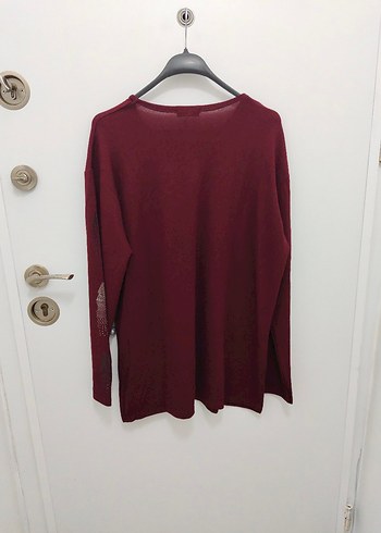 Bordo Desenli Triko Kadın Bluz - Görsel 4