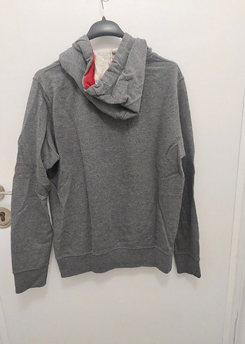 erkek Gri Kapüşonlu Fermuarlı Sweatshirt - Görsel 2