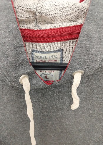 erkek Gri Kapüşonlu Fermuarlı Sweatshirt - Görsel 3