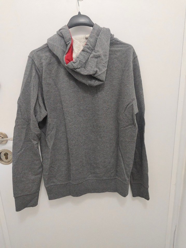 erkek Gri Kapüşonlu Fermuarlı Sweatshirt - Görsel 2