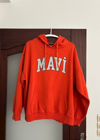Mavi Jeans Canli Turuncu Mavi Kapusonlu Sweatshirt
