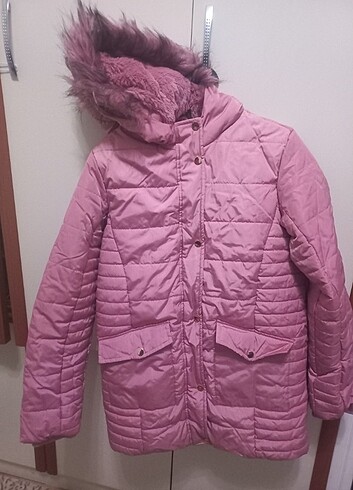 12-13 Yaş Beden pembe Renk Pembe mont