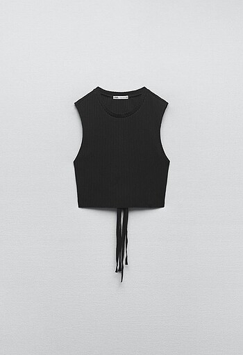 Zara sırt dekolteli fitilli bluz