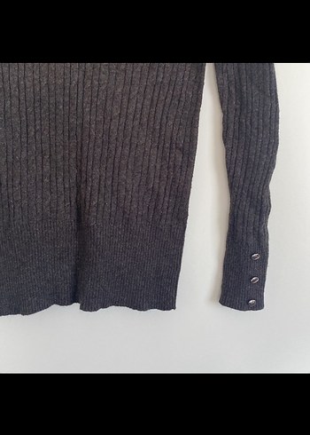 Koton Gri V Yaka Kadın Örgü Yün Kazak - Görsel 3