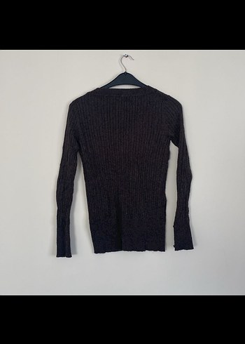 Koton Gri V Yaka Kadın Örgü Yün Kazak - Görsel 5