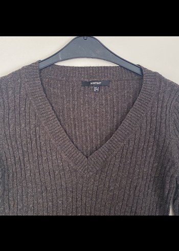 Koton Gri V Yaka Kadın Örgü Yün Kazak - Görsel 2