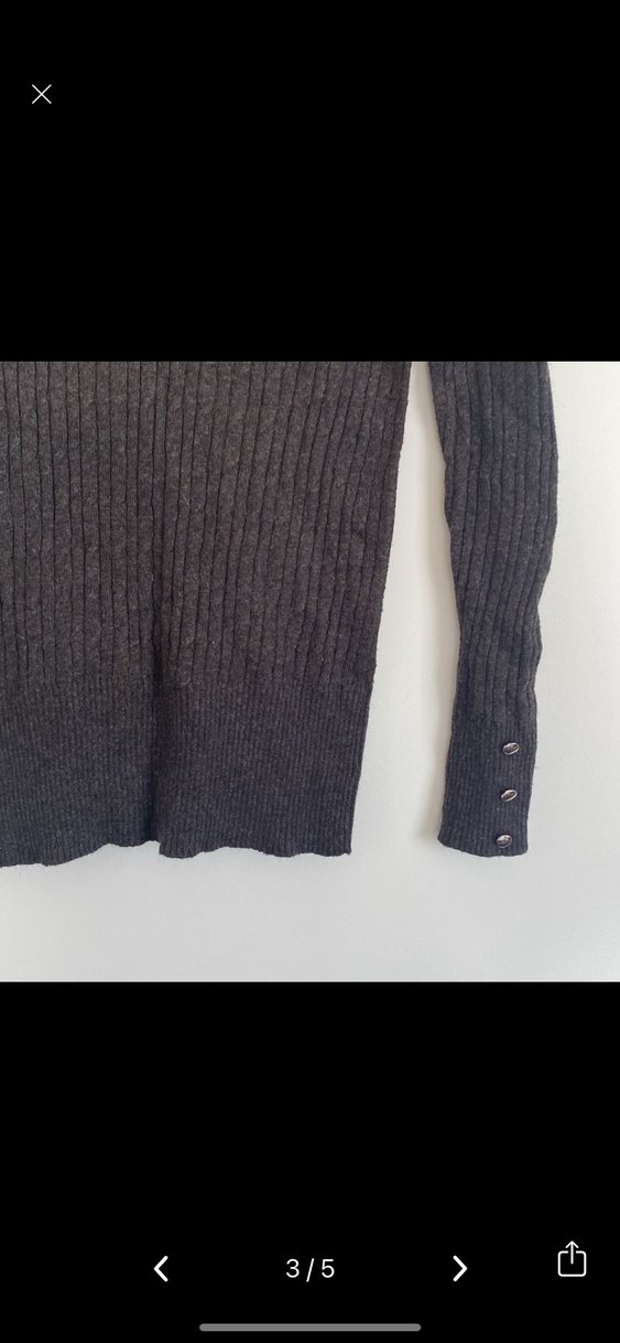 Koton Gri V Yaka Kadın Örgü Yün Kazak - Görsel 3