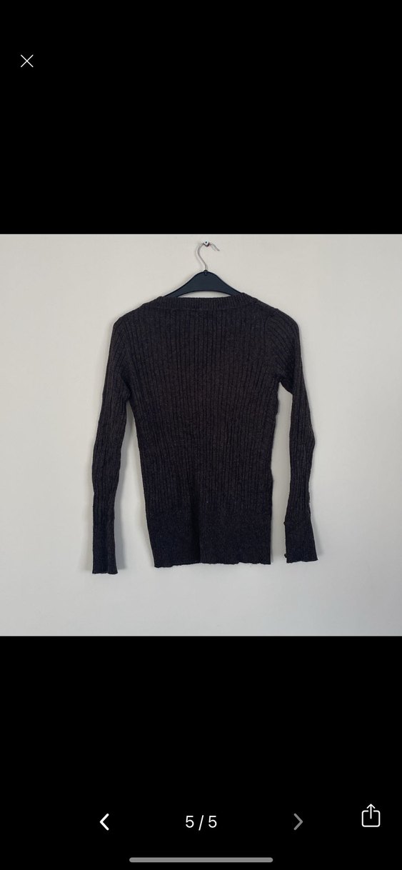 Koton Gri V Yaka Kadın Örgü Yün Kazak - Görsel 5