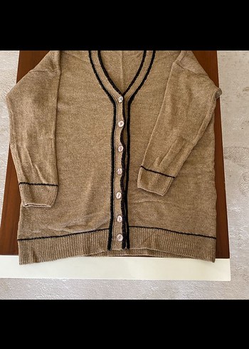 Düğmeli Kahverengi Kadın Hırka - Görsel 4