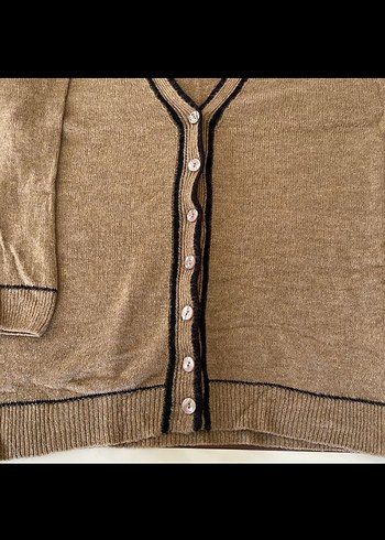 Düğmeli Kahverengi Kadın Hırka - Görsel 2