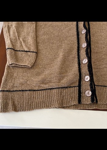 Düğmeli Kahverengi Kadın Hırka - Görsel 3
