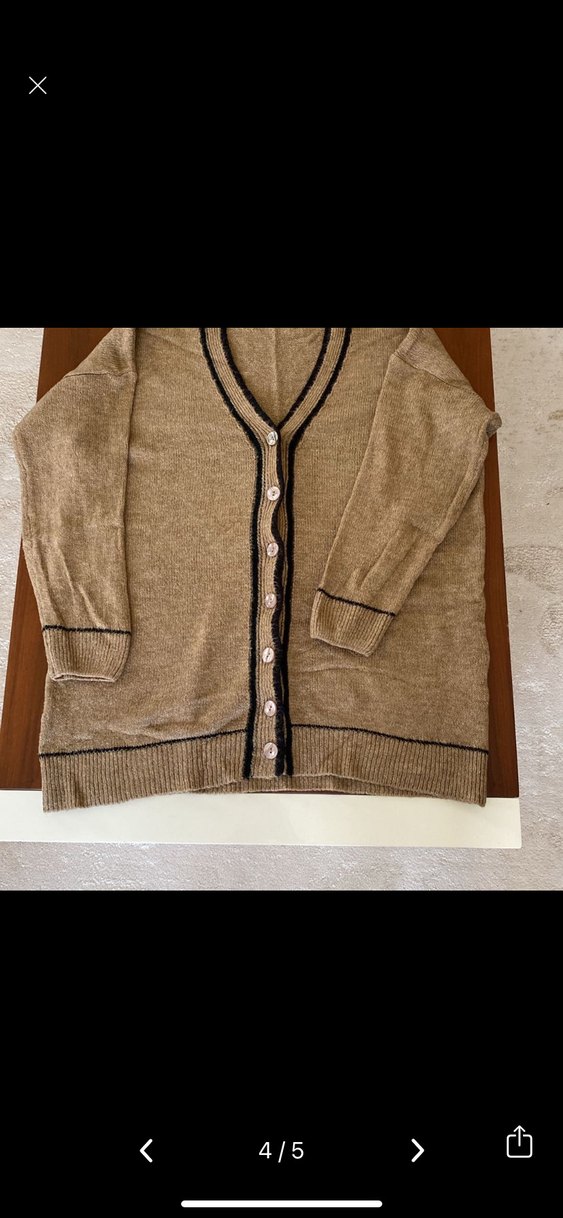 Düğmeli Kahverengi Kadın Hırka - Görsel 4