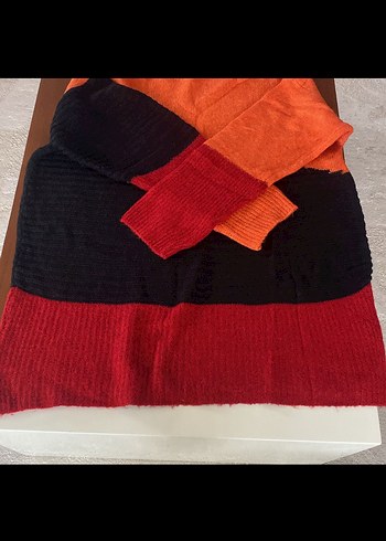 Renkli Boğazlı Triko Kadın Kazak - Görsel 4