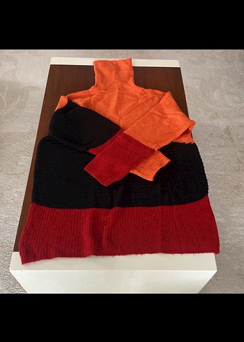 Renkli Boğazlı Triko Kadın Kazak - Görsel 5