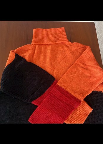 Renkli Boğazlı Triko Kadın Kazak - Görsel 7