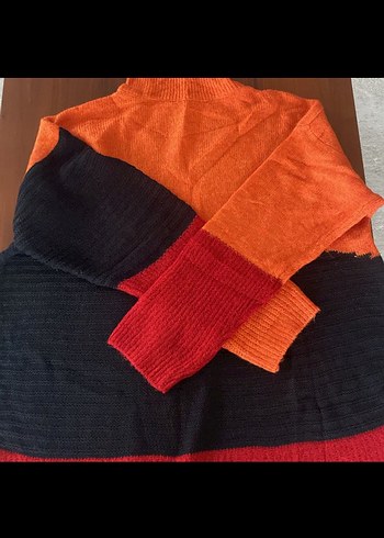 Renkli Boğazlı Triko Kadın Kazak - Görsel 3