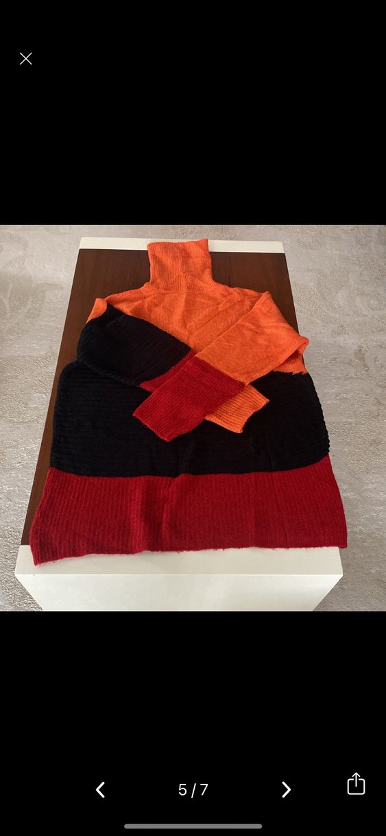 Renkli Boğazlı Triko Kadın Kazak - Görsel 5