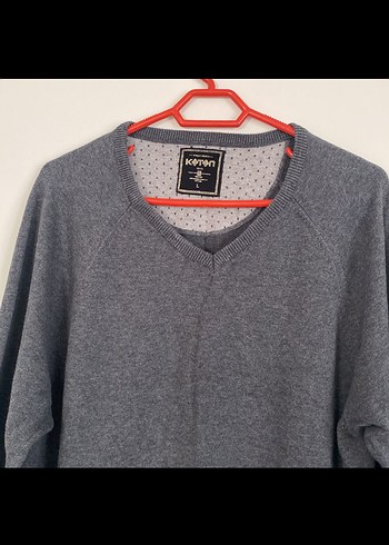 Gri V Yaka Erkek Yün Kazak - Görsel 2