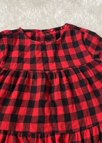 Kız Çocuk Kırmızı Kareli Fırfırlı gömlek - Görsel 5