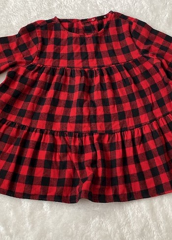 Kız Çocuk Kırmızı Kareli Fırfırlı gömlek - Görsel 6