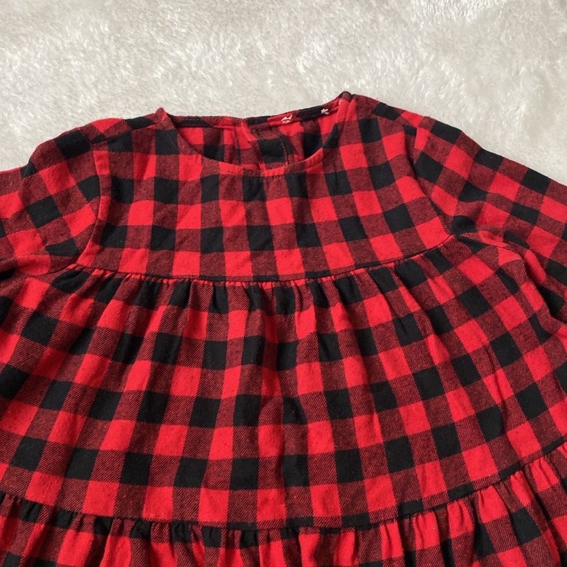 Kız Çocuk Kırmızı Kareli Fırfırlı gömlek - Görsel 5