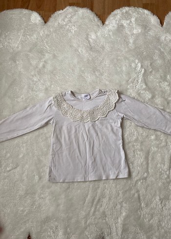 Kız Çocuk Beyaz Dantelli Uzun Kollu Bluz - Görsel 2