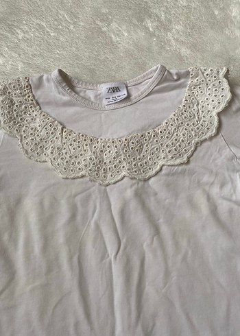 Kız Çocuk Beyaz Dantelli Uzun Kollu Bluz - Görsel 3