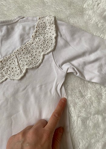 Kız Çocuk Beyaz Dantelli Uzun Kollu Bluz - Görsel 6