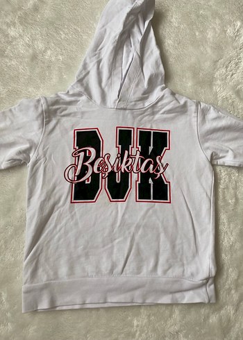 Kapüşonlu Beyaz Baskılı çocuk Sweatshirt - Görsel 2
