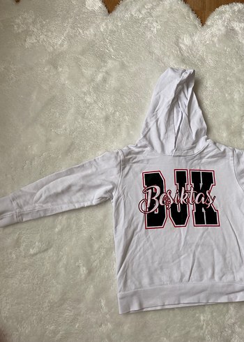 Kapüşonlu Beyaz Baskılı çocuk Sweatshirt - Görsel 3